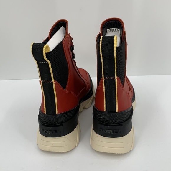 Sorel Brex lace-up boots warp red leather waterproof chunky platform new 9.5 - Picture 5 of 6